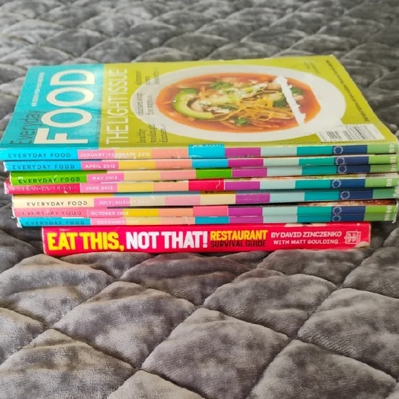 Everyday Food Magazine Stack with Red 'Eat This, Not That!' Guide - Picture 1 of 6